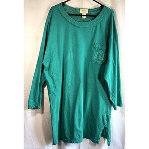 Vintage Victoria Secret Long Sleeve Green Cotton Nightgown Gold Label Sz M/L